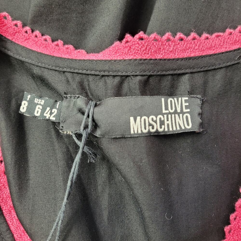 NWT Love Moschino Boho Embroidered Beaded Floral Black Dress Puff Sleeves size 6 - Picture 6 of 16